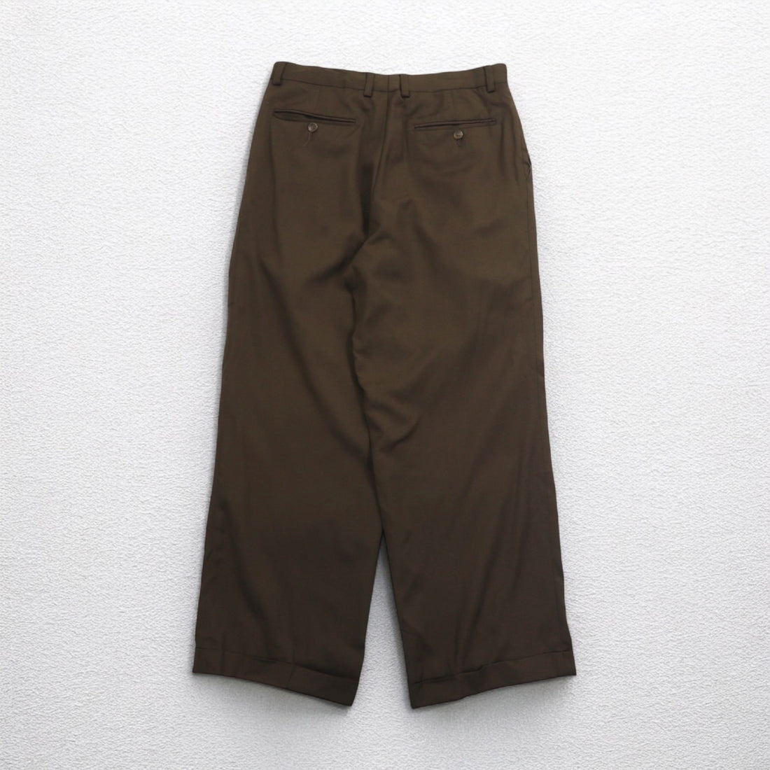 LAUREN RALPH LAUREN 90s 120's &amp; CASHMERE 2-pleat wide slacks, M, brown, wool