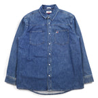 TOMMY JEANS バックプリント デニムシャツ L インディゴ ブルー スナップボタン RELAXED FIT DM0DM06735