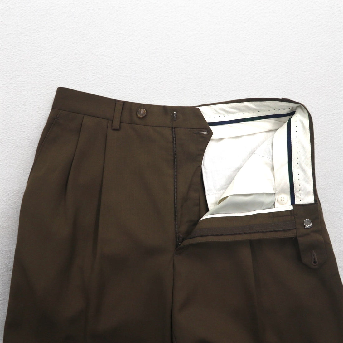 LAUREN RALPH LAUREN 90s 120's &amp; CASHMERE 2-pleat wide slacks, M, brown, wool