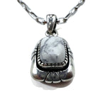 Vintage White Turquoise Pendant Necklace インディアンジュエリー ホワイトターコイズ ホピチェーン ネックレス ペンダント シルバー 925 G刻印