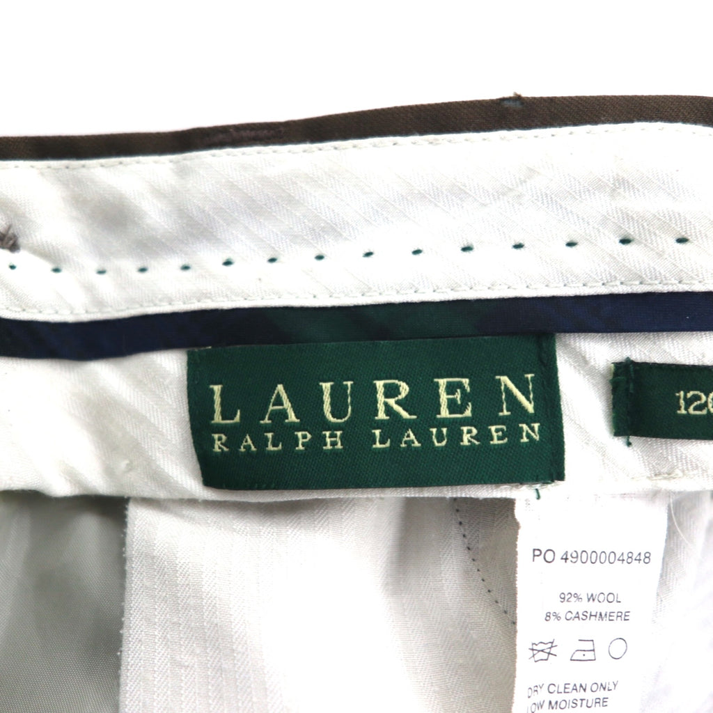 LAUREN RALPH LAUREN 90s 120's &amp; CASHMERE 2-pleat wide slacks, M, brown, wool