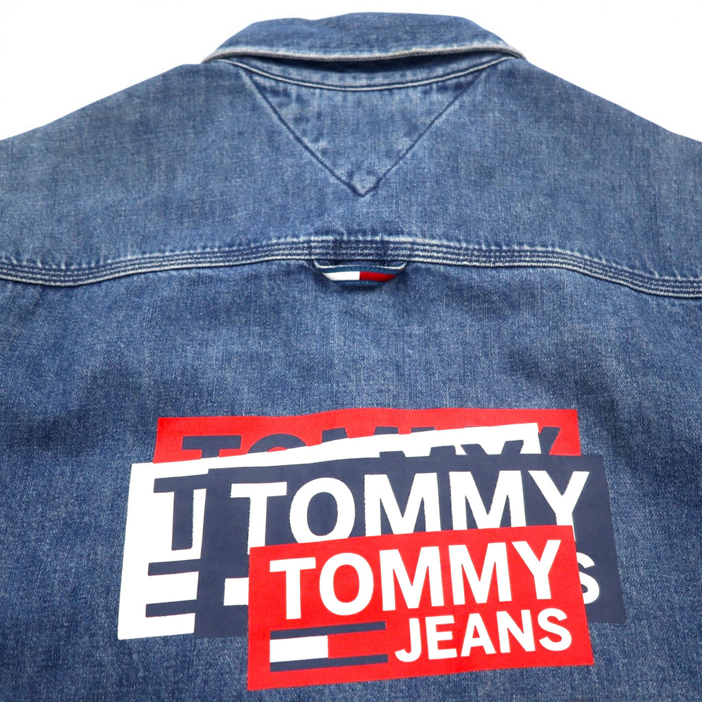 TOMMY JEANS バックプリント デニムシャツ L インディゴ ブルー スナップボタン RELAXED FIT DM0DM06735