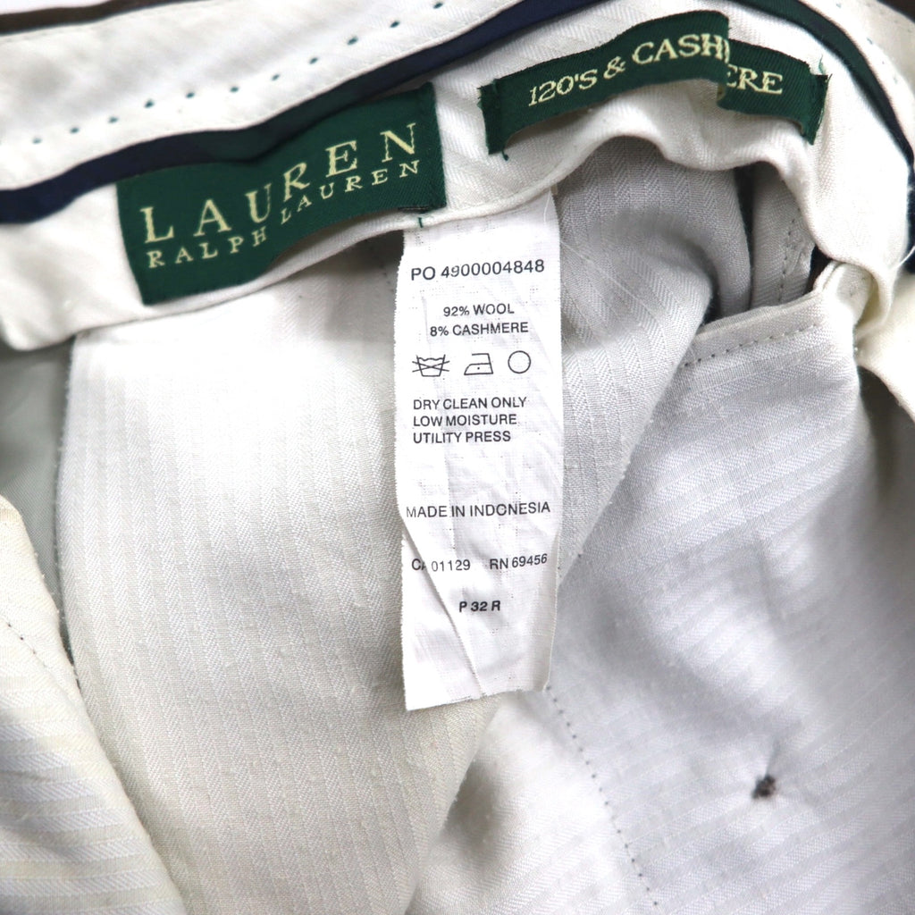 LAUREN RALPH LAUREN 90s 120's &amp; CASHMERE 2-pleat wide slacks, M, brown, wool