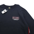 DESCENTE 90s Made in Japan Tape Logo Design Sweatshirt, Size L, Black, Unused