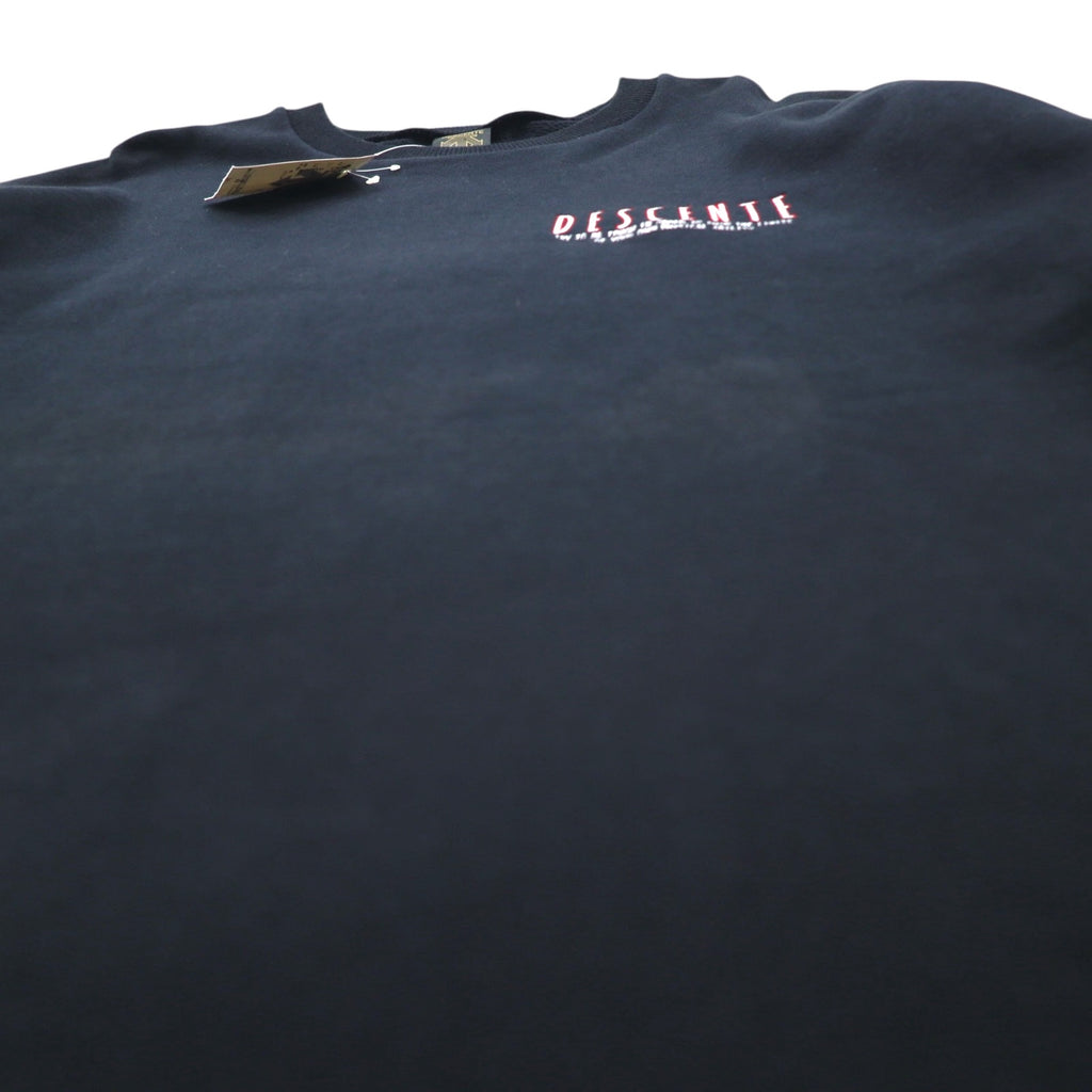 DESCENTE 90s Made in Japan Tape Logo Design Sweatshirt, Size L, Black, Unused