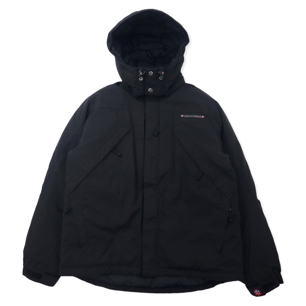 日本然リトテ-古着オンライン-TOMMY HILFIGER 00年代 ダウンジャケット M ブラック ナイロン フード着脱式-TOMMY HILFIGER 00s Puffer Jacket M Black Nylon Hoodie Detachable