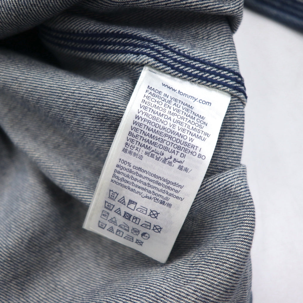 TOMMY JEANS バックプリント デニムシャツ L インディゴ ブルー スナップボタン RELAXED FIT DM0DM06735