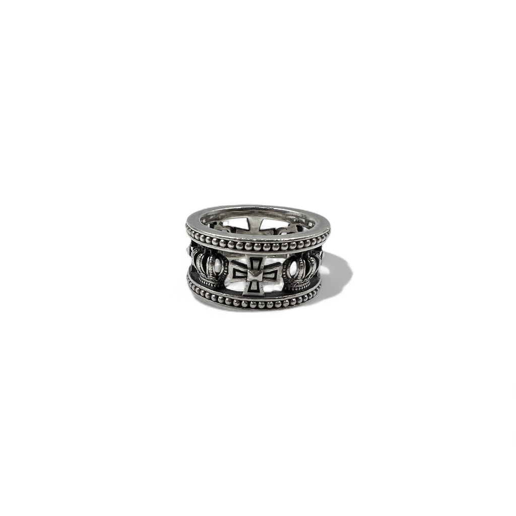 Justin Davis Crown Iron Cross Ring, Size 18, Silver 925, Medieval Wedding Band