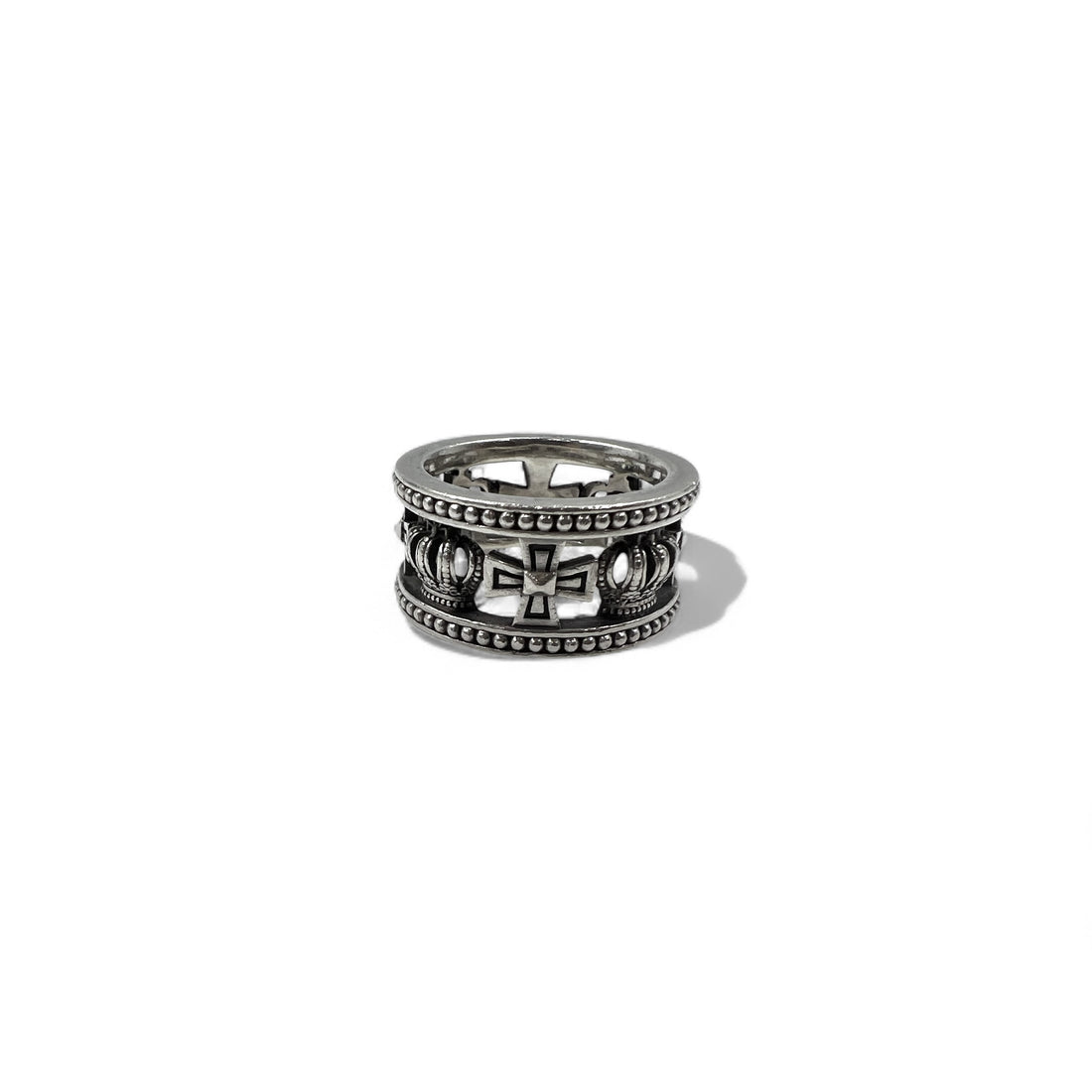 Justin Davis Crown Iron Cross Ring, Size 18, Silver 925, Medieval Wedding Band