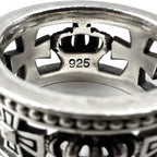 Justin Davis Crown Iron Cross Ring, Size 18, Silver 925, Medieval Wedding Band