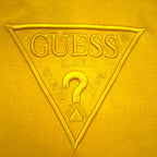 GUESS Triangle Logo Embroidered Pullover Hoodie M Yellow Cotton MI3K9471
