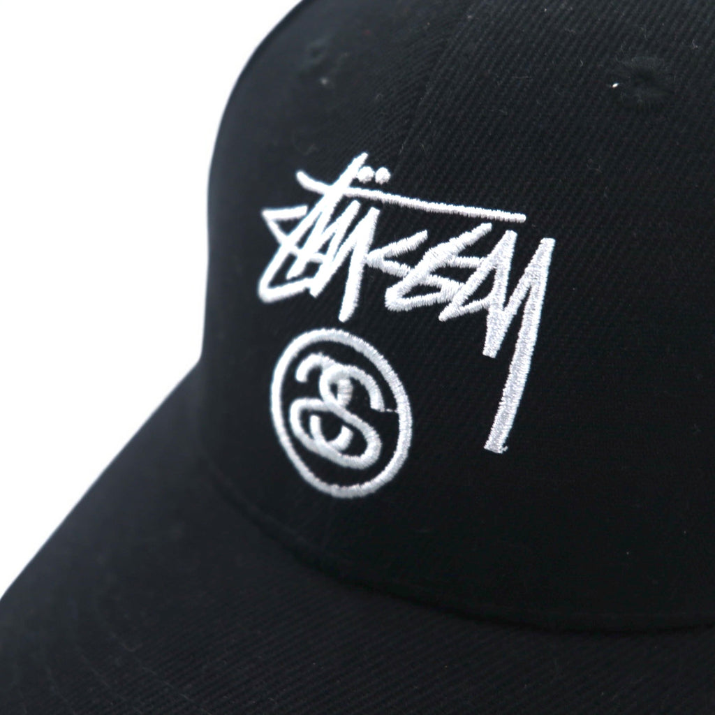 stussy CAPZ baseball cap black snapback embroidered stock logo chanel logo