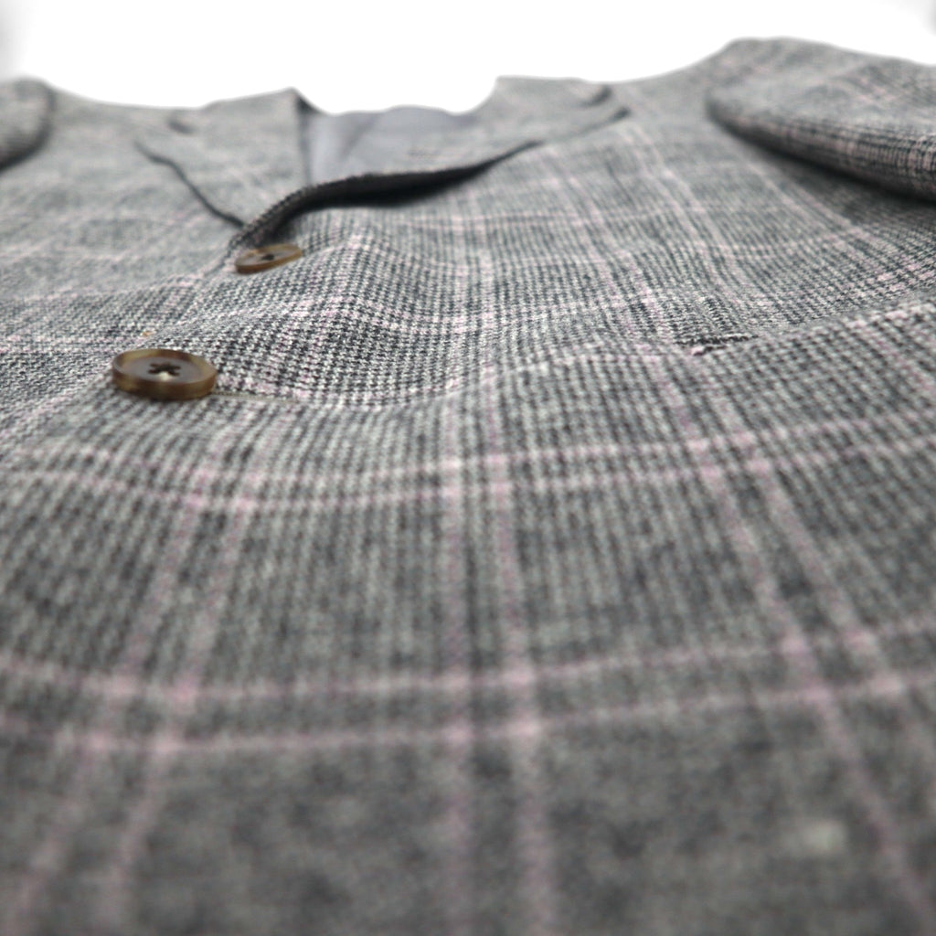 BURBERRY Cashmere Blend 2B Tweed Jacket, Size M, Gray Check, Wool, Made in Japan