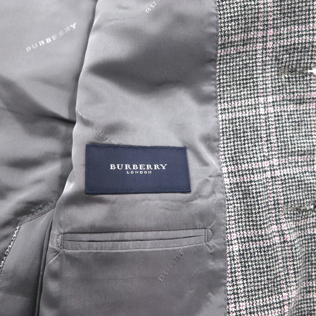 BURBERRY Cashmere Blend 2B Tweed Jacket, Size M, Gray Check, Wool, Made in Japan