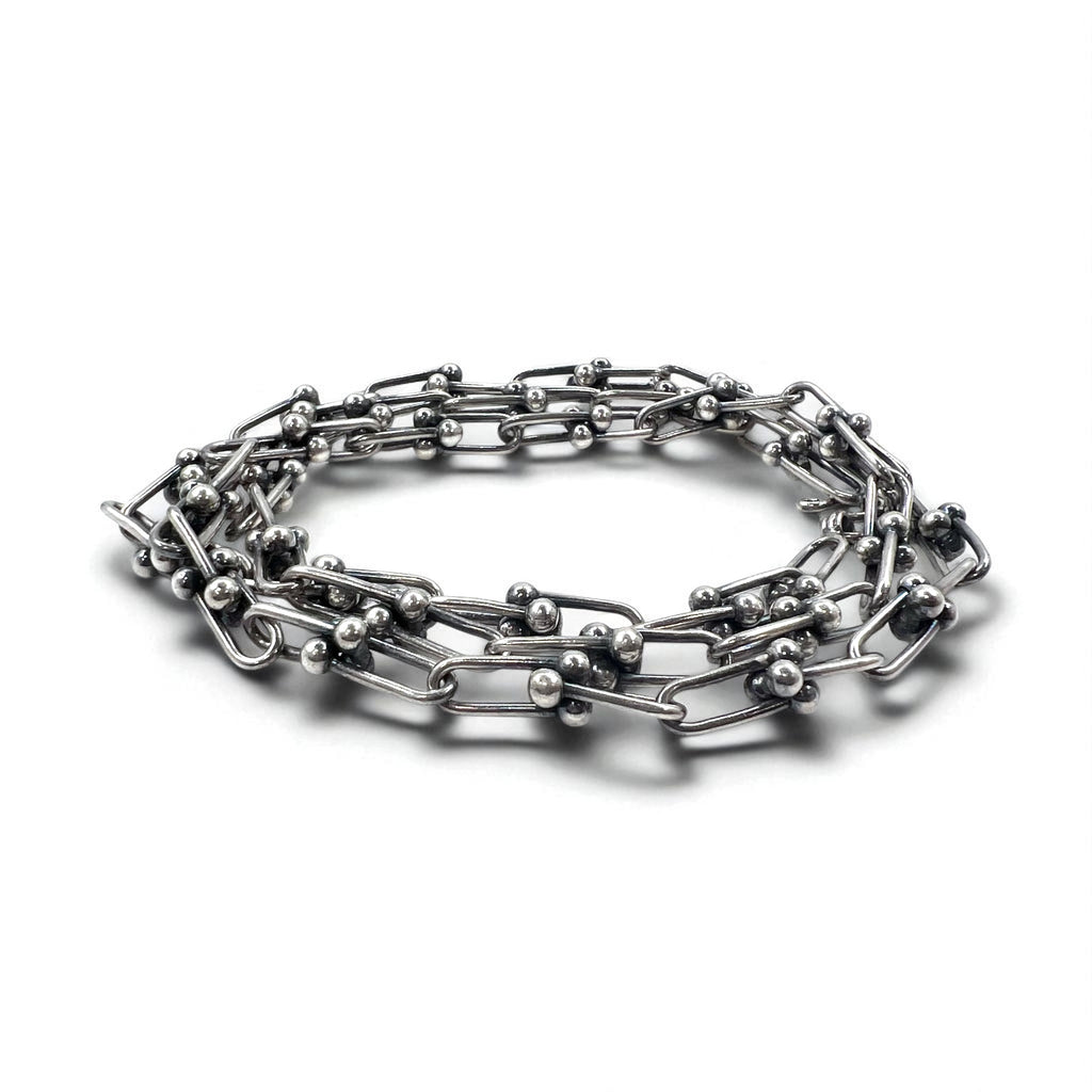 Vintage Silver Chain Necklace, Vintage Link Chain, 2-Way Necklace/3-Row Bracelet, Silver 925