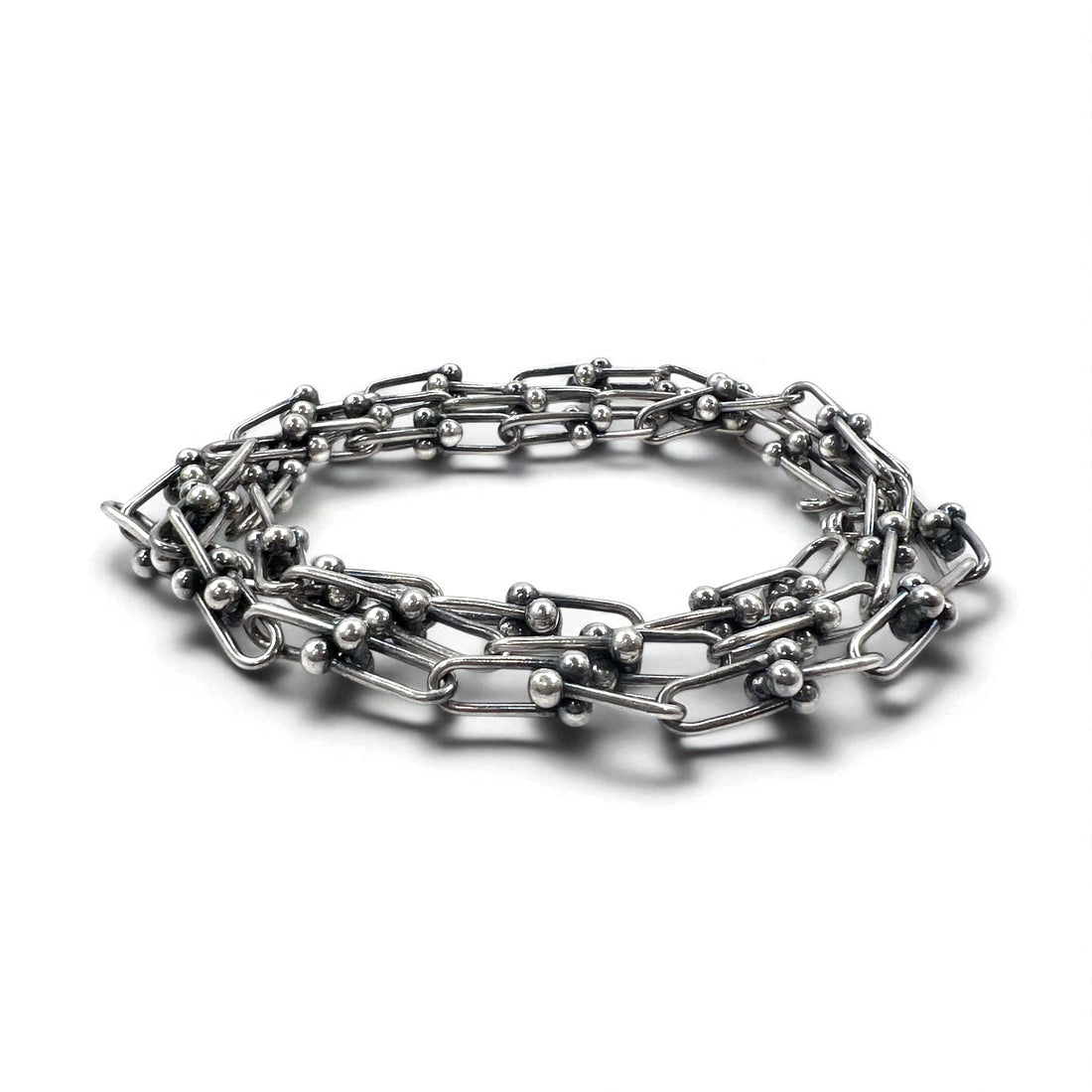 Vintage Silver Chain Necklace, Vintage Link Chain, 2-Way Necklace/3-Row Bracelet, Silver 925