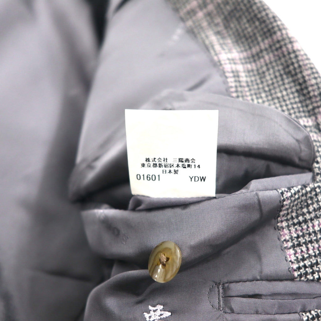 BURBERRY Cashmere Blend 2B Tweed Jacket, Size M, Gray Check, Wool, Made in Japan