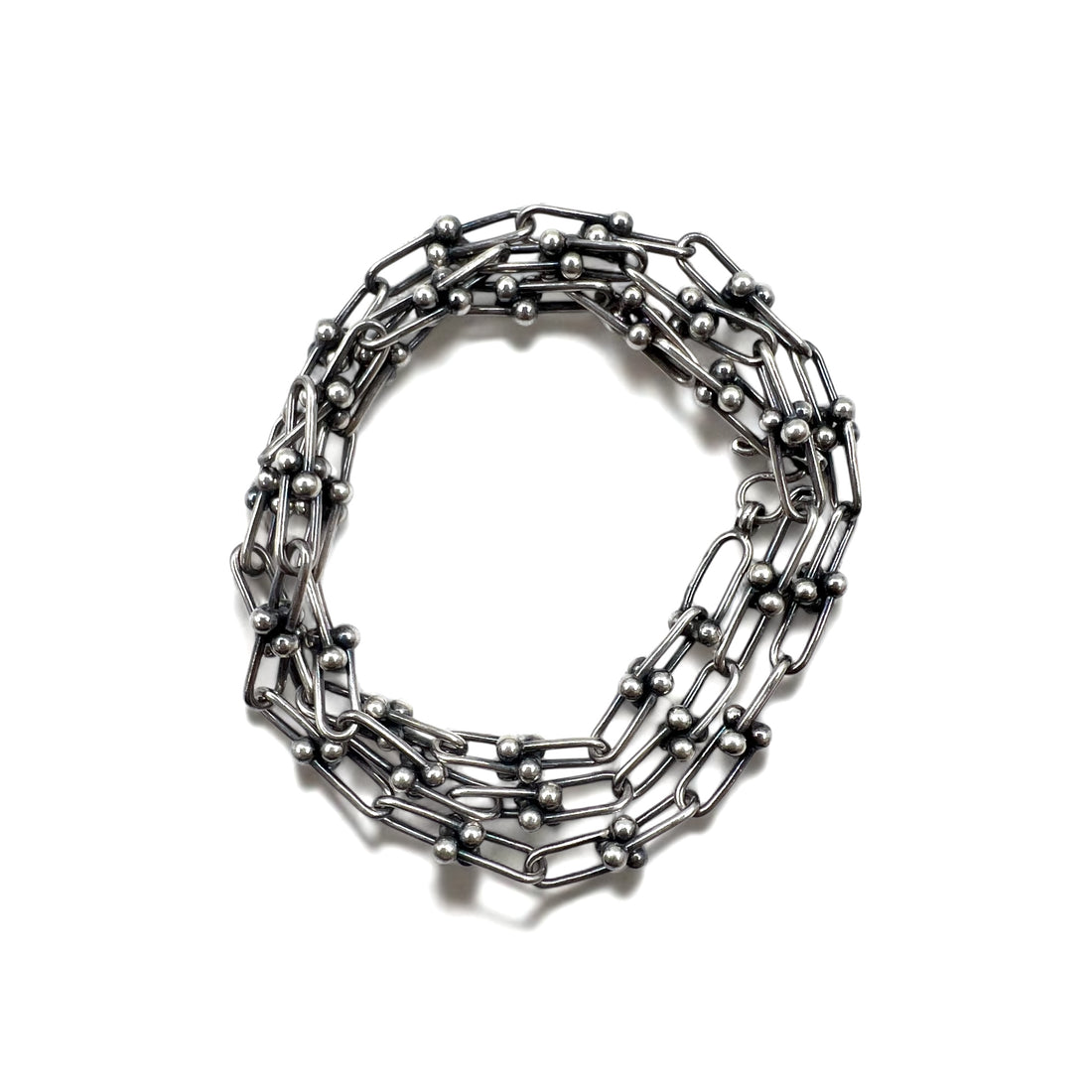 Vintage Silver Chain Necklace, Vintage Link Chain, 2-Way Necklace/3-Row Bracelet, Silver 925