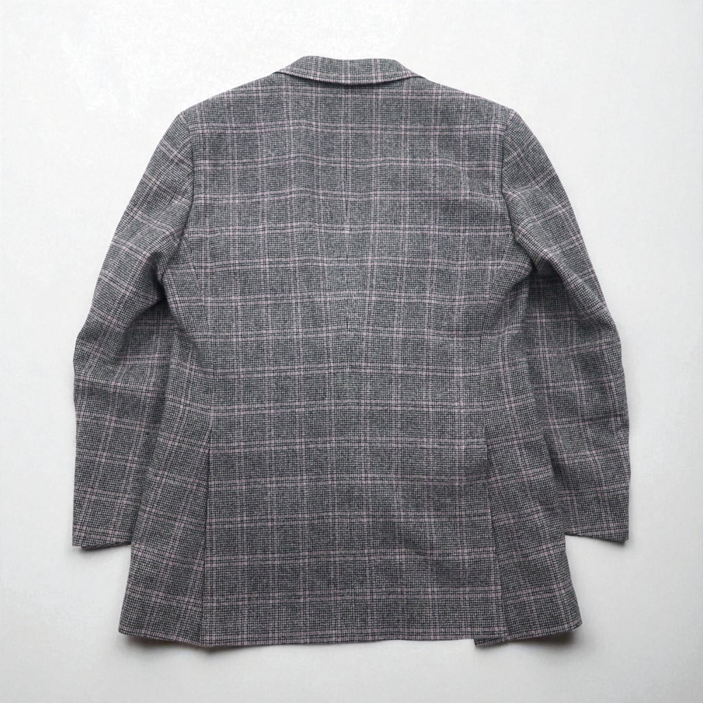 BURBERRY Cashmere Blend 2B Tweed Jacket, Size M, Gray Check, Wool, Made in Japan