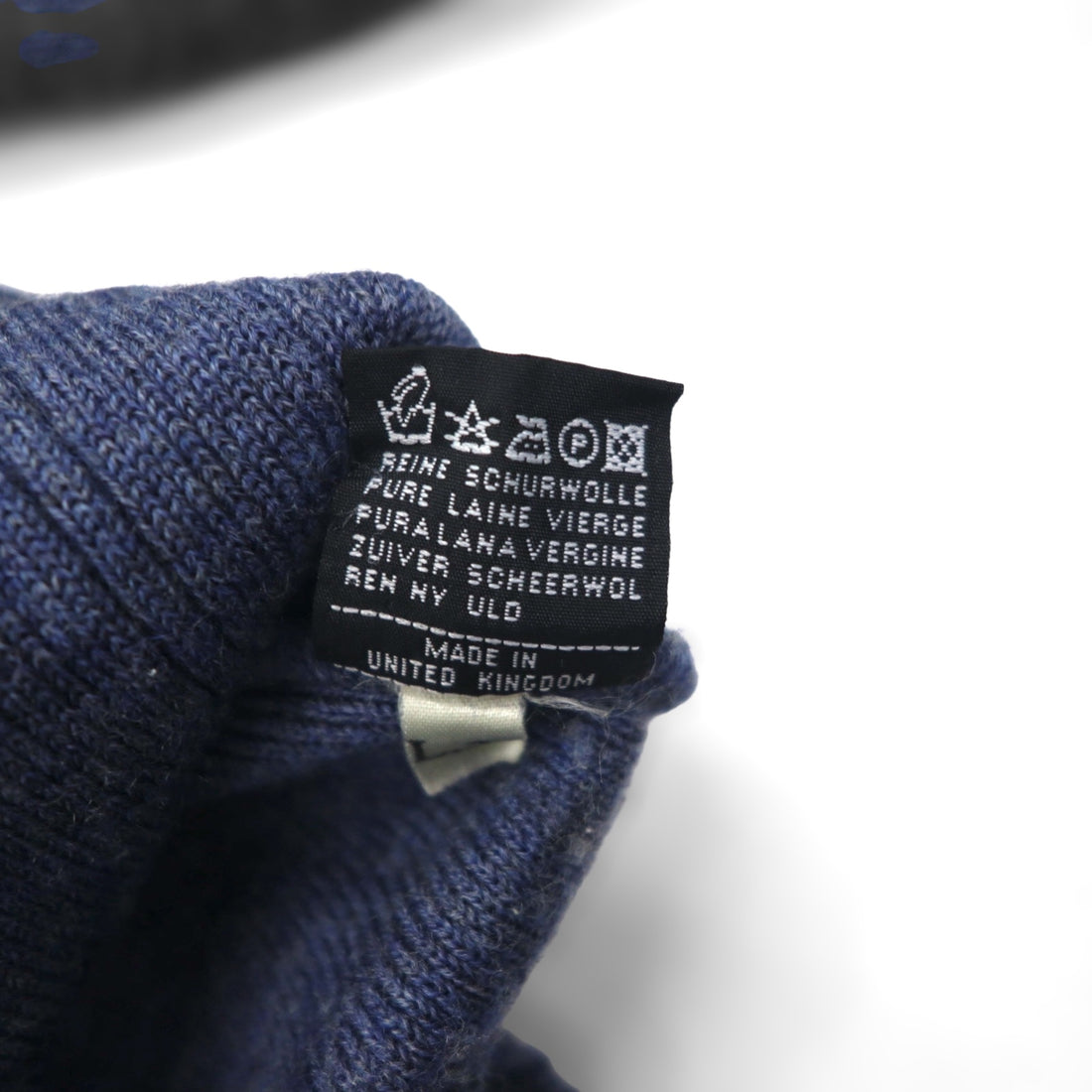 BURBERRYS 80s Made in UK Elbow Patch Knit Cardigan L Navy Wool Leather