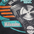 HARLEY DAVIDSON 90s Vintage Double-Sided Print T-Shirt XL Black Single Stitch 1995 MILWAUKEE ENGINE PLANT TOUR