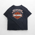 HARLEY DAVIDSON 90s Vintage Double-Sided Print T-Shirt XL Black Single Stitch 1995 MILWAUKEE ENGINE PLANT TOUR