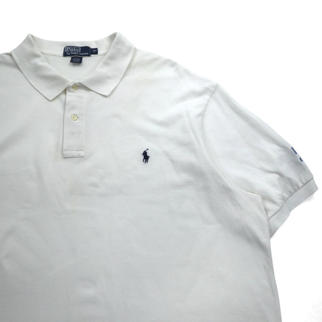 Polo by Ralph Lauren 90s Polo Shirt, 3XL, Big Size, White, Pique, Small Pony Embroidery