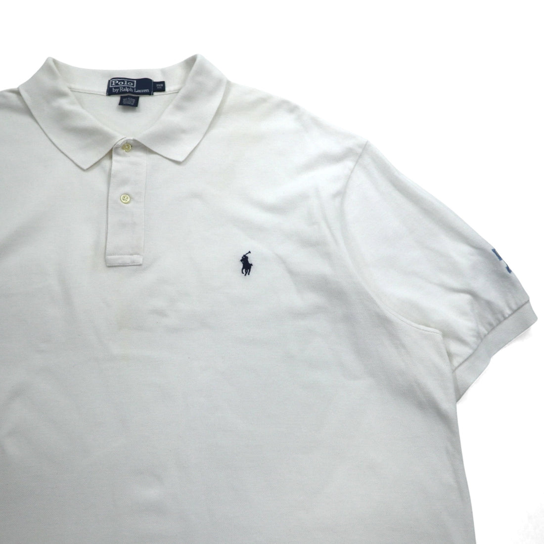 Polo by Ralph Lauren 90s Polo Shirt, 3XL, Big Size, White, Pique, Small Pony Embroidery