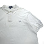 Polo by Ralph Lauren 90s Polo Shirt, 3XL, Big Size, White, Pique, Small Pony Embroidery