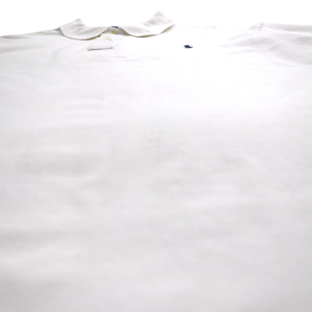 Polo by Ralph Lauren 90s Polo Shirt, 3XL, Big Size, White, Pique, Small Pony Embroidery