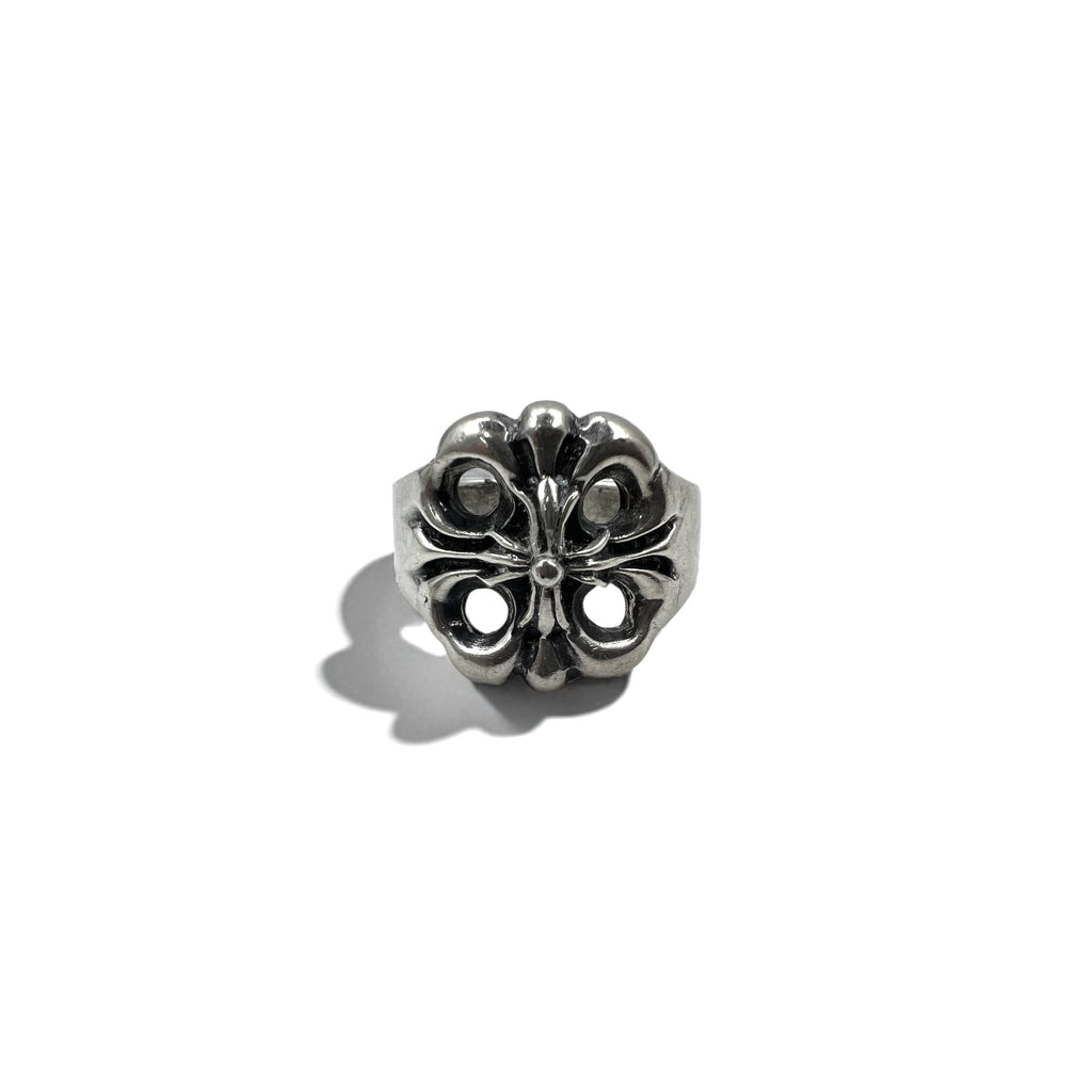 Vintage Silver Ring Floral Cross Ring Size 18 Silver 925 Gothic Rock