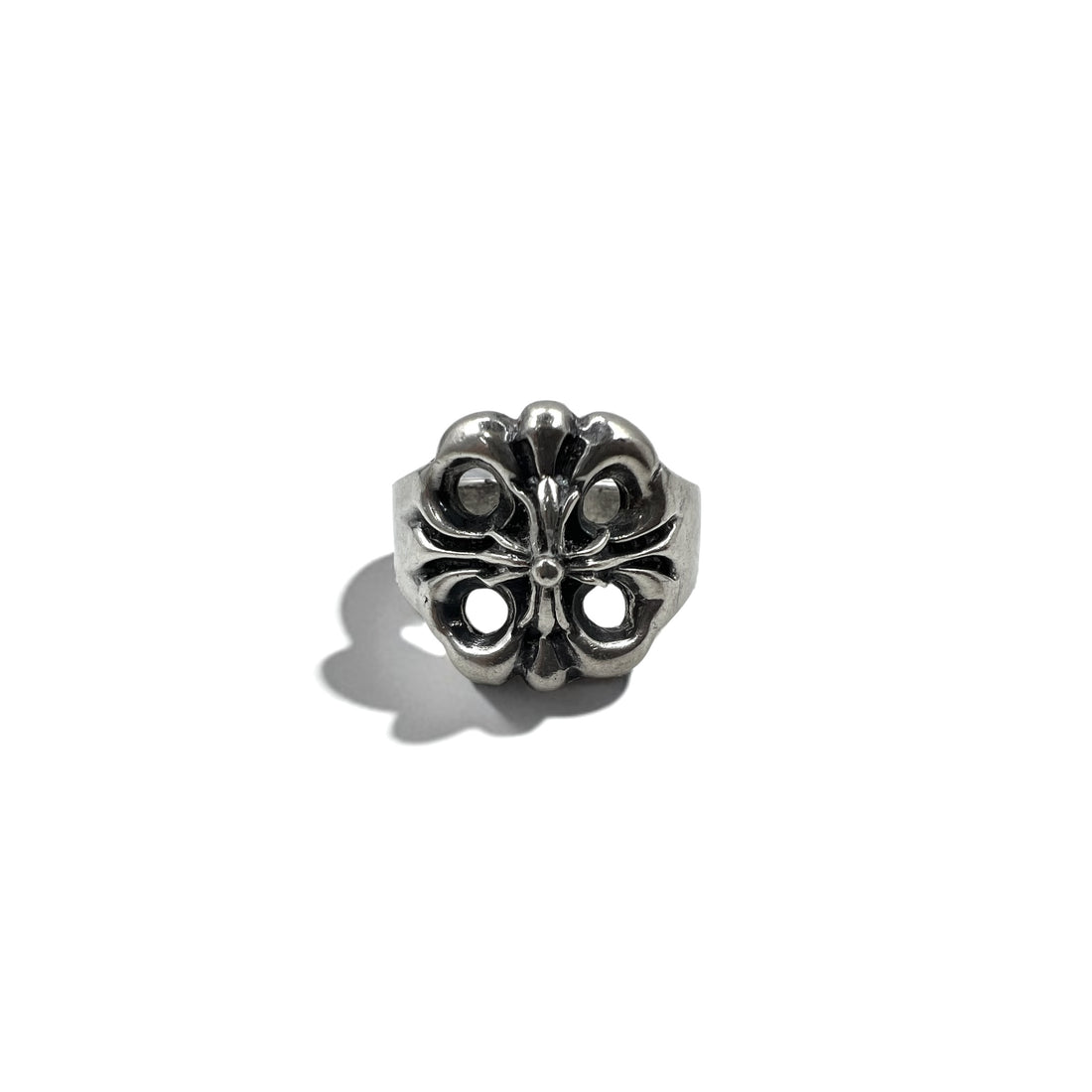 Vintage Silver Ring Floral Cross Ring Size 18 Silver 925 Gothic Rock
