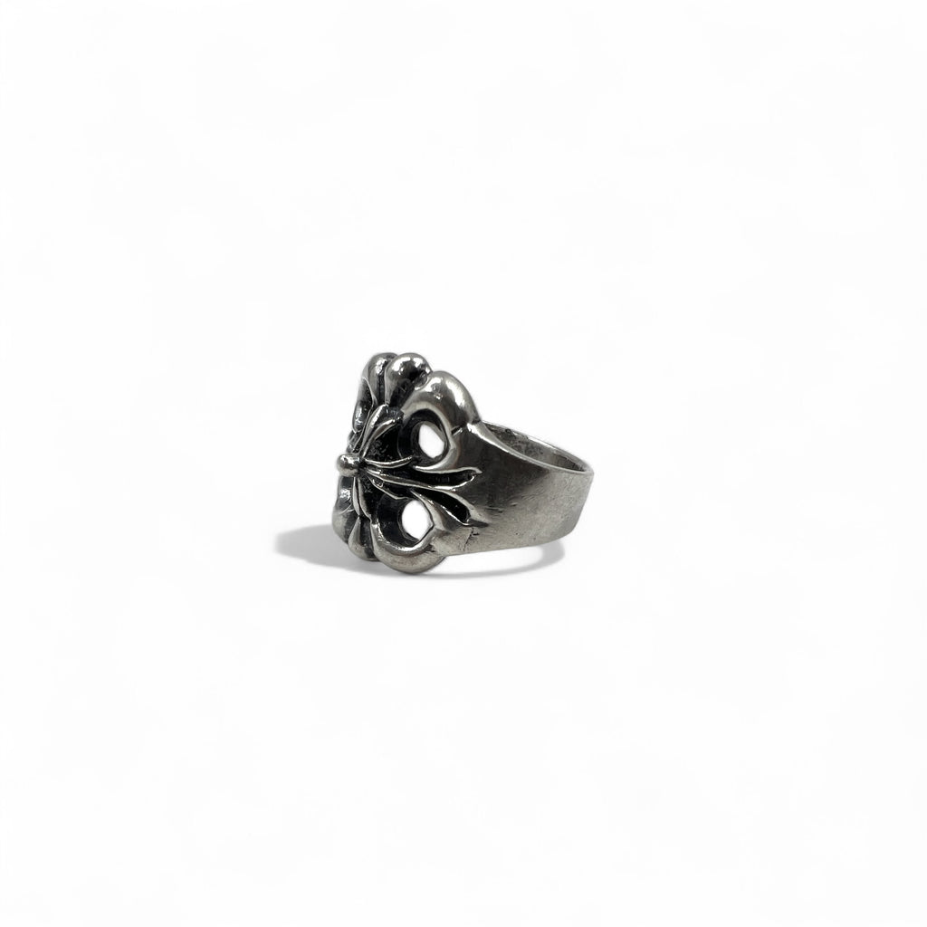 Vintage Silver Ring Floral Cross Ring Size 18 Silver 925 Gothic Rock