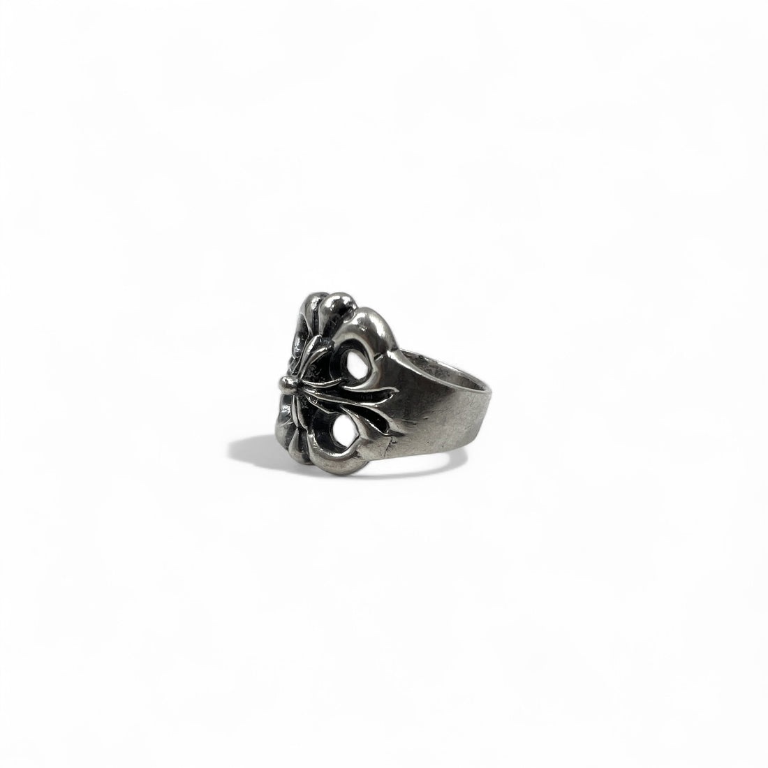 Vintage Silver Ring Floral Cross Ring Size 18 Silver 925 Gothic Rock
