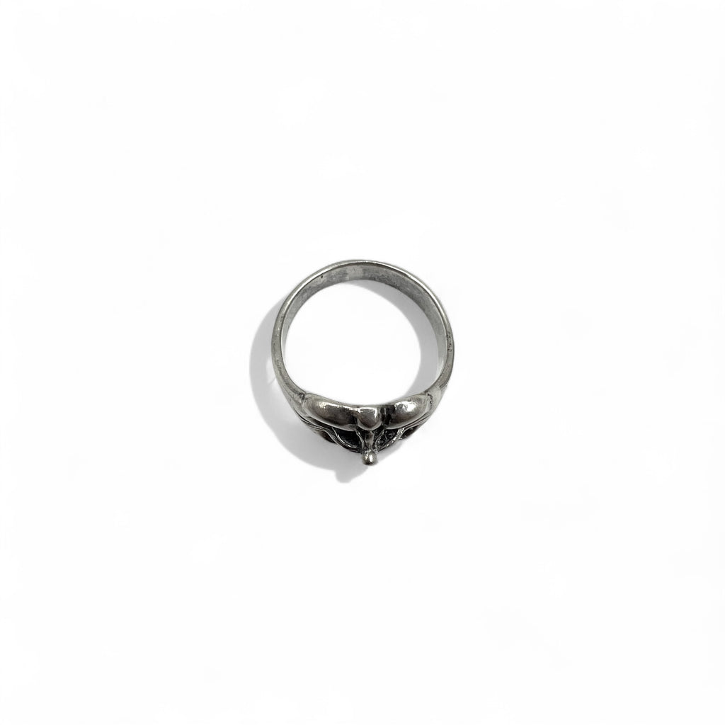 Vintage Silver Ring Floral Cross Ring Size 18 Silver 925 Gothic Rock