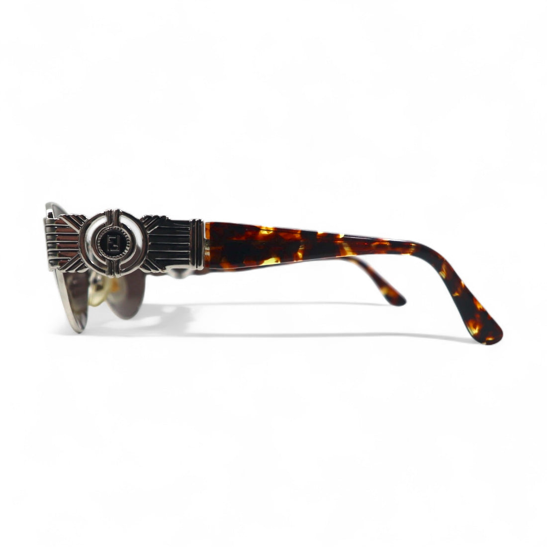 FENDI Vintage Boston Sunglasses Metal Frame Tortoiseshell SL7033 Made in Italy