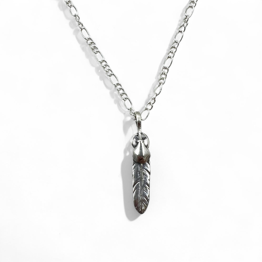 Vintage Silver Feather Necklace Heart Wheel Feather Necklace Silver 925