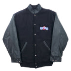 Vintage 90s Varsity Jacket Made in Canada Trimark Leather Switching Stadium Jacket M Black Wool Cowhide Quilted Liner BORG WARNER