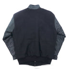 Vintage 90s Varsity Jacket Made in Canada Trimark Leather Switching Stadium Jacket M Black Wool Cowhide Quilted Liner BORG WARNER