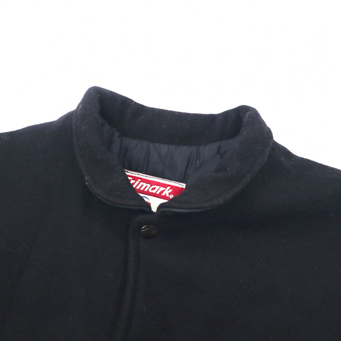 Vintage 90s Varsity Jacket Made in Canada Trimark Leather Switching Stadium Jacket M Black Wool Cowhide Quilted Liner BORG WARNER