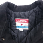 Vintage 90s Varsity Jacket Made in Canada Trimark Leather Switching Stadium Jacket M Black Wool Cowhide Quilted Liner BORG WARNER