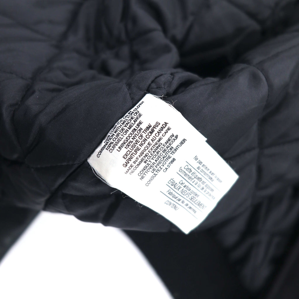 Vintage 90s Varsity Jacket Made in Canada Trimark Leather Switching Stadium Jacket M Black Wool Cowhide Quilted Liner BORG WARNER