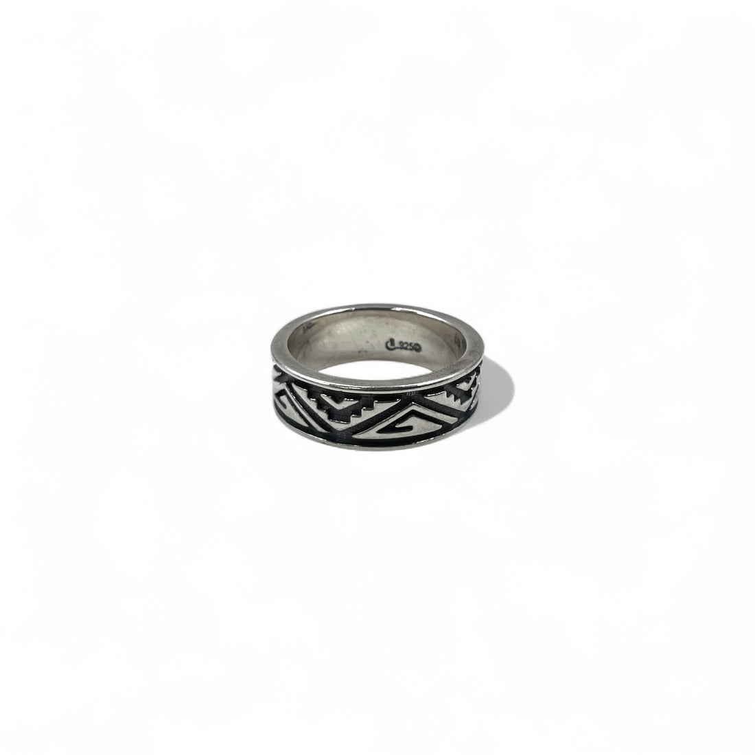 Vintage Navajo Ring, Native American Jewelry, Navajo Stampwork Ring, Size 11, 925 Sterling Silver, Native American Pattern