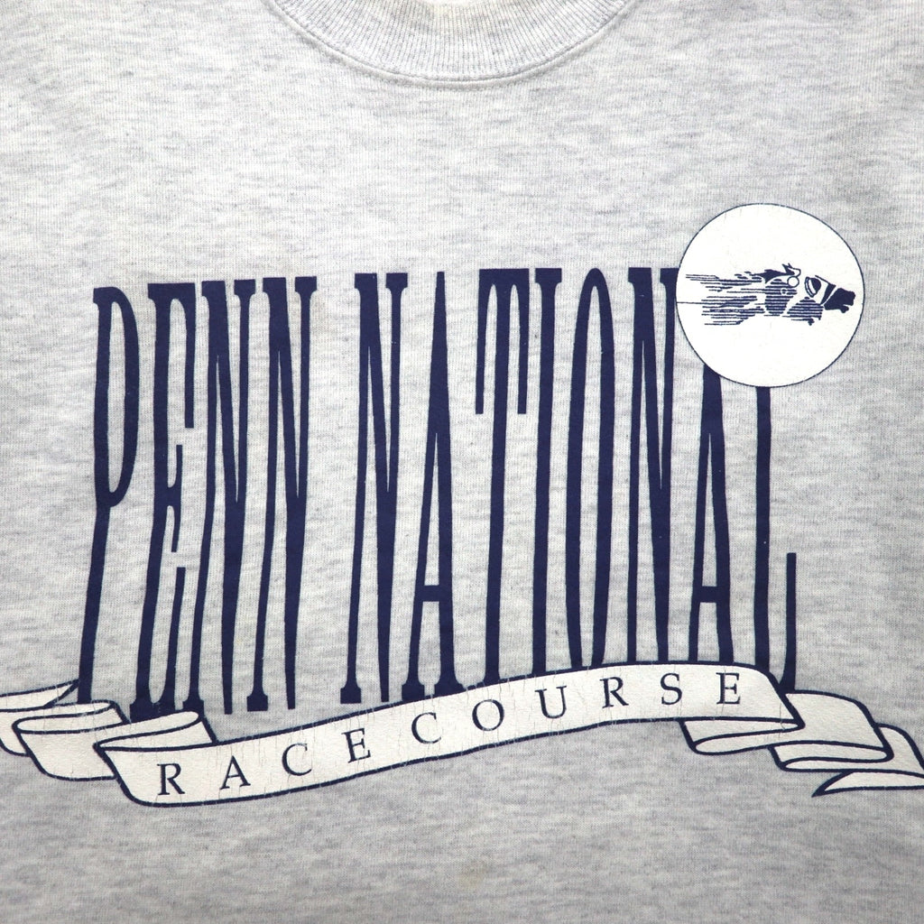 90s USA Vintage Sweatshirt College House カレッジ プリント スウェット トレーナー XL グレー 90年代 USA製