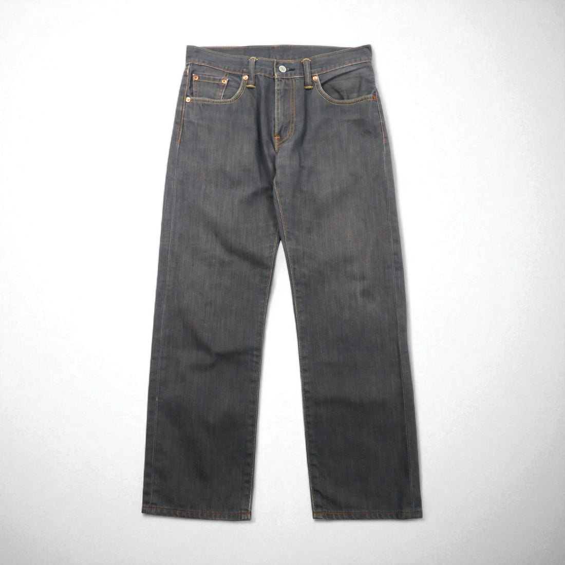 Levi's 502 Denim Jeans, Size M, Gray Cotton with Leather Patches, 00502-0368