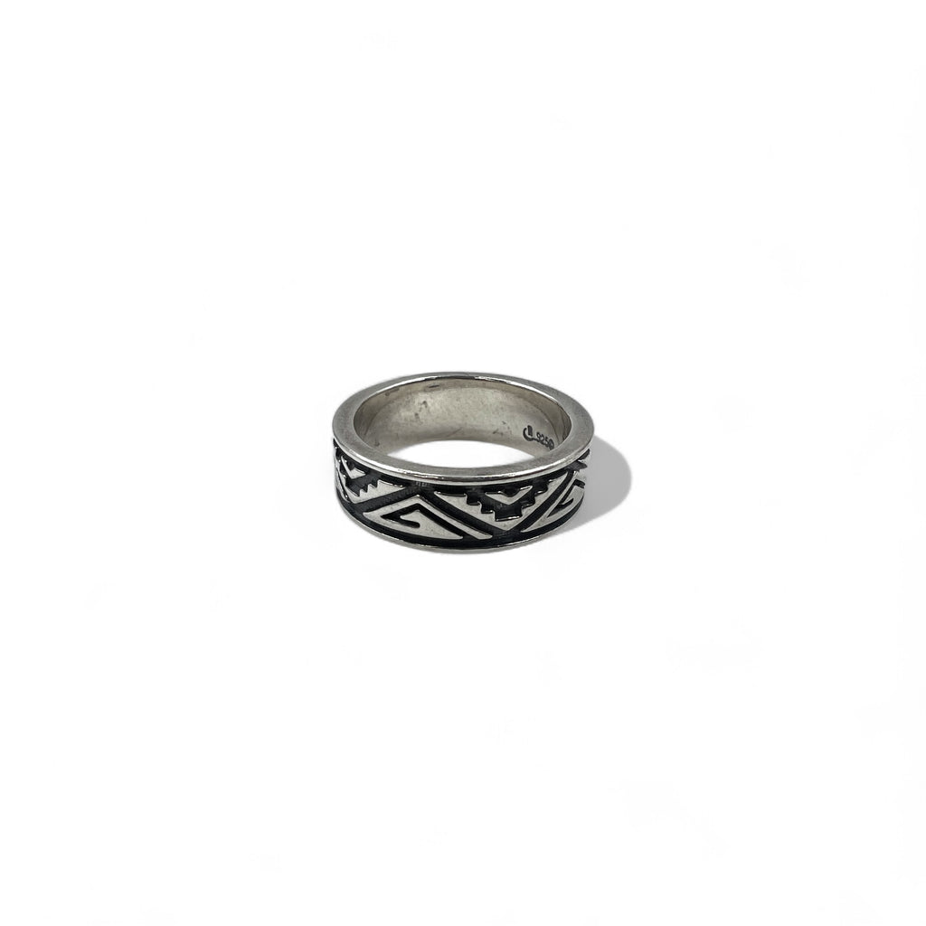 Vintage Navajo Ring, Native American Jewelry, Navajo Stampwork Ring, Size 11, 925 Sterling Silver, Native American Pattern