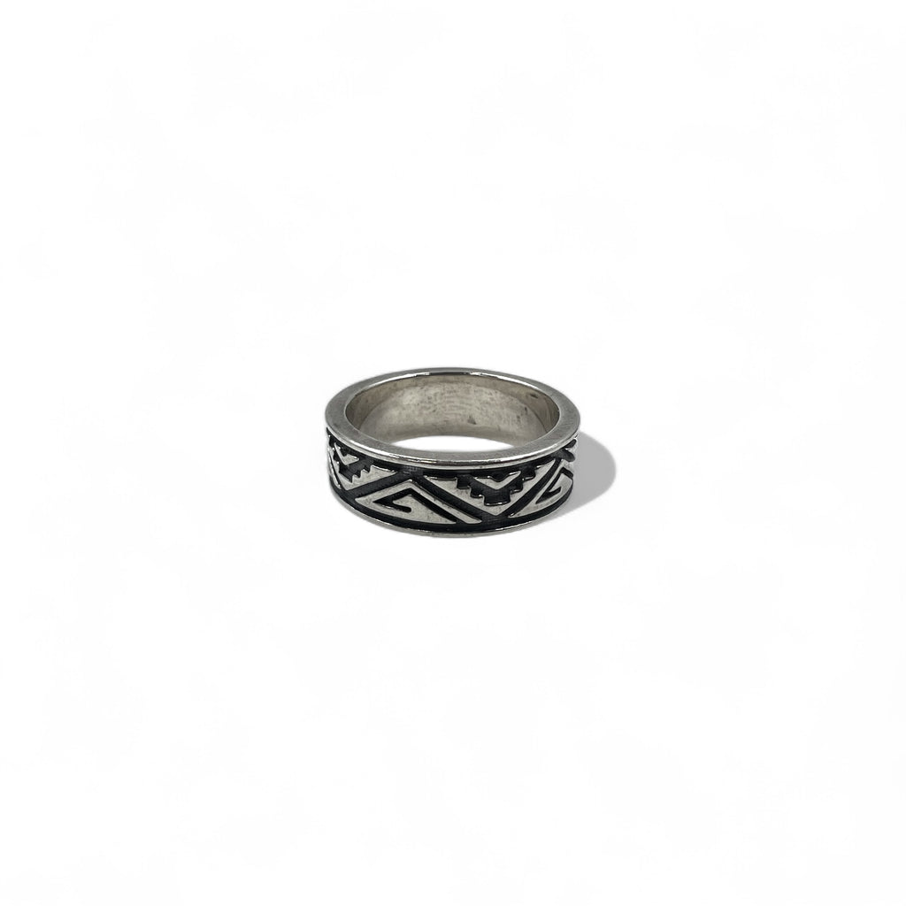 Vintage Navajo Ring, Native American Jewelry, Navajo Stampwork Ring, Size 11, 925 Sterling Silver, Native American Pattern