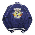 Japan Vintage 90s Souvenir Jacket BUGLE CLUB Sukajan M Navy Dragon Embroidery