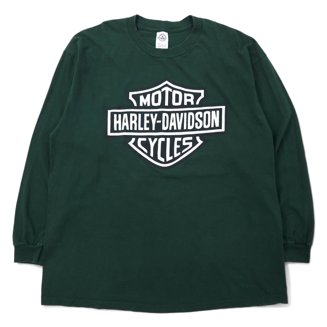 日本然リトテ-古着オンライン-HARLEY DAVIDSON USA製 ロゴプリント ロングスリーブ Tシャツ XL グリーン コットン DELTA-HARLEY DAVIDSON USA Made Logo Print Long Sleeve T-Shirt XL Green Cotton DELTA