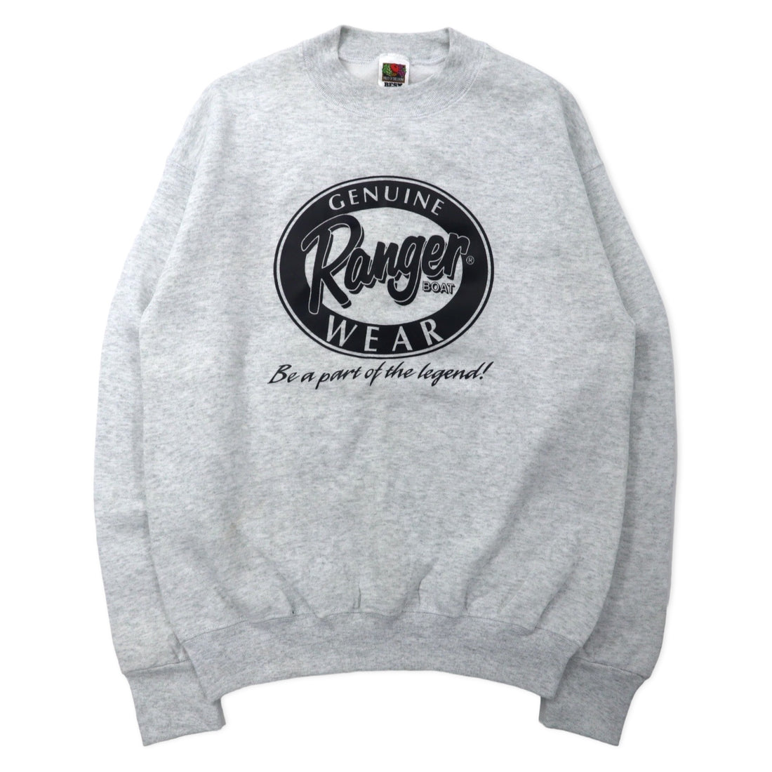 日本然リトテ-古着オンライン-FRUIT OF THE LOOM 90年代 BEST プリント スウェット L グレー コットン 裏起毛 Ranger BOAT-Fruit of the Loom 90's Best Print Sweatshirt L Gray Cotton Brushed Lining Ranger Boat
